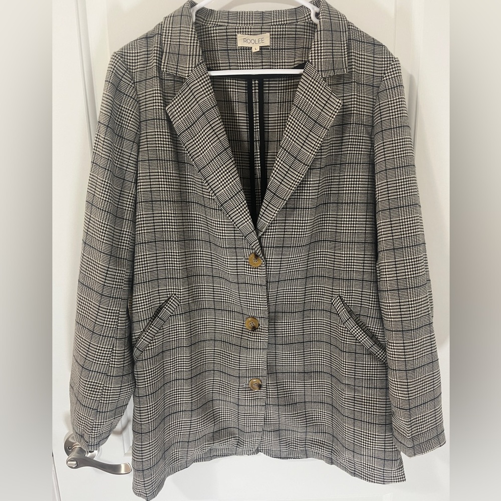 ROOLEE Houndstooth Patterned Blazer Sz L